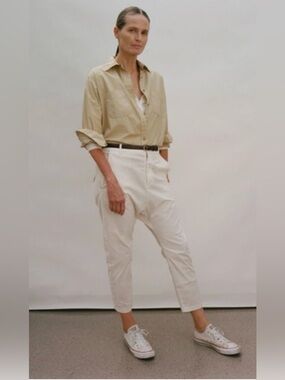NWT Nili Lotan - Paris Cotton-Blend Twill Trousers - Neutrals Sz 00 /XXS